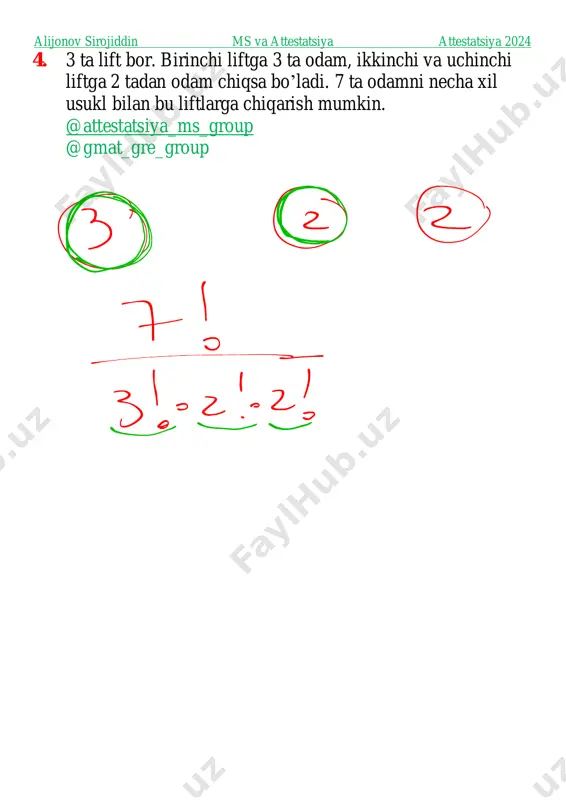 mat_gre_group alijonov sirojiddin ms va attestatsiya attestatsiya 2024 38. 2 2 4 18 18 x x x x − − + funksiyaning barcha boshlang’ich funksiyalarini toping. alijonov sirojiddin ms va attestatsiya attestatsiya 2024 39. 3y x= , 0y = va 1y = chiziqlar bilan chegaralangan soxani ox o’qi atrofida aylantirishdan hozil bo’lgan jism hajmini toping? @attestatsiya_ms_group @gmat_gre_group https://t.me/attestatsiya_ms_group https://t.me/gmat_gre_group alijonov sirojiddin ms va attestatsiya attestatsiya 2024 40. parallelopipedni o’lchamlari 8,12,15 ga teng bo’lsa to’la sirtini toping. alijonov sirojiddin ms va attestatsiya attestatsiya 2024 41. ( )1 3 1 6 1f x x− − = + , ( )( )2 2 1f g m− = + va ( ) 4 1g x x= + bo'lsa, m ni toping? alijonov sirojiddin ms va attestatsiya attestatsiya 2024 42. agar ( ) 2f x mx= + va ( ) 4g x x m= + uchun ( )( )1 2 3g f− = bo’lsa, m …
