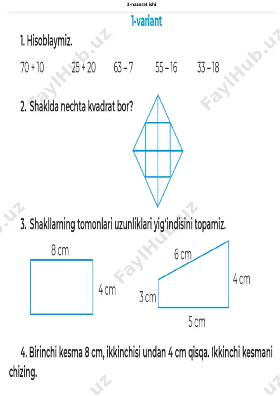 2-sinf matematika nazorat ishi.1-variant pdf - Page 4