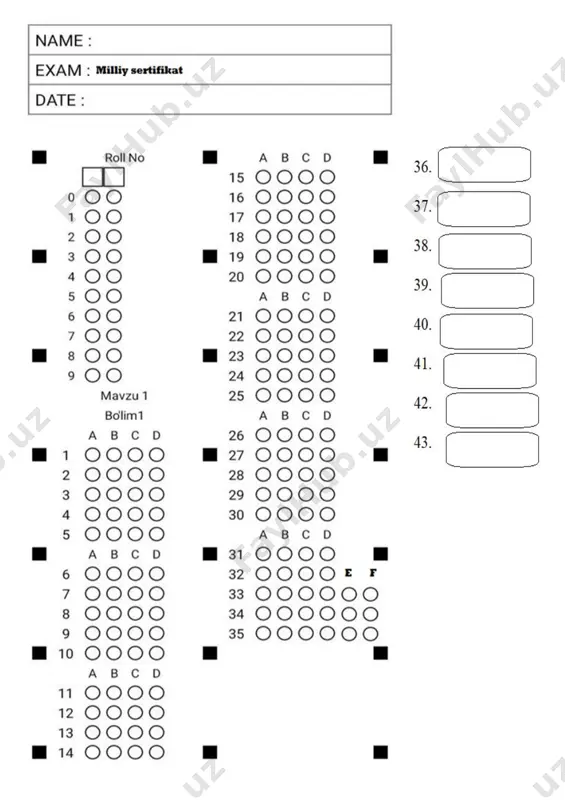 all karbonati molekulasi tarkibida 140 ta elektron bo‘lsa, metallni aniqlang. (javoblar kitobiga element belgisini yozing) 38. 38 s 2– tarkibidagi barcha zarrachalar (p, e, n) yig‘indisini hisoblang. 39. fe, fe +3 , fe +2 larning 3d–pog‘onachasidagi elektronlar sonini mos ravishda aniqlang. 40. vodorod va oltingugurtning ikki xil, kislorodning bir xil izotoplaridan foydalanib necha xil sulfat kislota molekulasini hosil qilish mumkin? yozma ish 41. → xα + y – + yadro reaksiyasi asosida 6,02 ⦁ 10 19 dona elektron hosil bo‘lgan bo‘lsa, yemirilgan nobeliy izotopi massasini (mg) hisoblang. 42. quyidagi jadvaldan foydalanib, y/x ni toping. modda massasi (g) qutbsiz kovalent bog‘lar soni kislorod x n oq fosfor y 24n 43. bittadan olingan hclox va h2soy molekulalari tarkibida π – bog‘lar soni teng. qo‘sh bog‘lar soni oddiy bog‘lar sonidan 1,5 marta kam bo‘lsa, ulardagi umumiy bog‘lar sonini hisoblang. buxoro kimyo ramazonov s 91 247-35-05