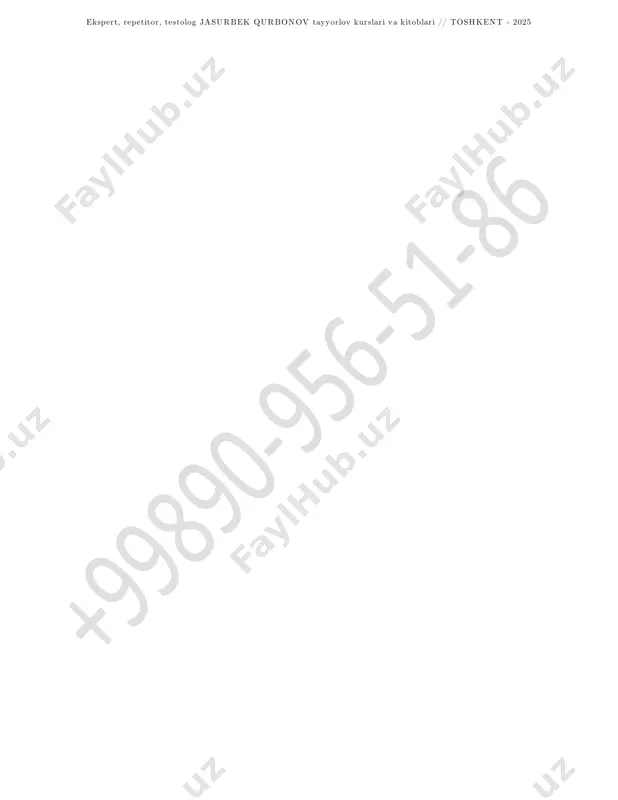 san d) diftorxlormetan №24 90% konsentratsiyali eritma 600c gacha sovutilganda konsentratsiyasi 9/8 marta kamayadi. tuzning 600c dagi eruvchanlik qiymatini (100 ml suvga nisbatan g hisobida) aniqlang. a) 350 b) 400 c) 450 d) 320 №25 mis(ii)-nitrat va kumush nitratlarning 0,1 m li eritmalaridan 400 ml dan aralashtirilib so‘ngra 2 a tok kuchi bilan 1930 sekund elektroliz qilindi. elektroliz ekspert, repetitor, testolog jasurbek qurbonov tayyorlov kurslari va kitoblari // toshkent - 2025 tugagandan so‘ng eritmada qolgan tuzning massasini (g) toping. a) 7,52 b) 3,4 c) 11,28 d) 3,76 №26 quyidagi qator bo‘yicha bog‘ qutbliligi qanday o‘zgaradi? a) ortadi; b) kamayadi a) 1-b; 2-a; 3-b b) 1-b; 2-b; 3-a c) 1-a; 2-a; 3-b d) 1-a; 2-b; 3-a №27 ph=2 bo‘lgan 250 ml hno3 eritmasiga ph=x bo‘lgan eritmasidan 500 ml quyilganda [h+]=4•10-3 mol/l bo‘lgan eritma olingan bo‘lsa, “x” ning qiymatini aniqlang. a) 3 b) 2 c) 1 d) 4 №28 muayyan hajmli bo‘sh …