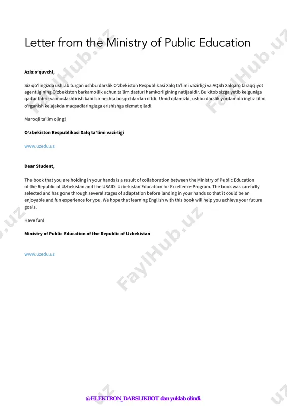 t have to have to / has to the flipped classroom – what’s it all about? 20 families page 116 family adverbs of degree adverbs of manner the letter i what’s it like to grow up in a big family? life skills emotional skills: being a good friend page 120 review 5 units 17–20 page 122 extra activities page 124 vocabulary list page 127 grammar reference and practice page 137 list of irregular verbs page 158 iv key to symbols: pronunciation video @elektron_darslikbot dan yuklab olindi. listening speaking writing video a conversation about a street food festival ordering food street foods a conversation about a new computer an email to a friend technology conversations about health problems a conversation about a race giving advice health problems a conversation about a visit to edinburgh an article about a city a view of scotland a story about looking for the loch ness …