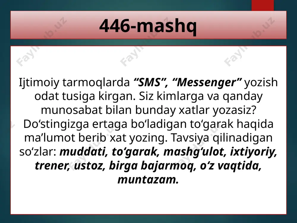5-sinf. ish qog‘ozlari. e’lon, xat (davomi) - Page 4