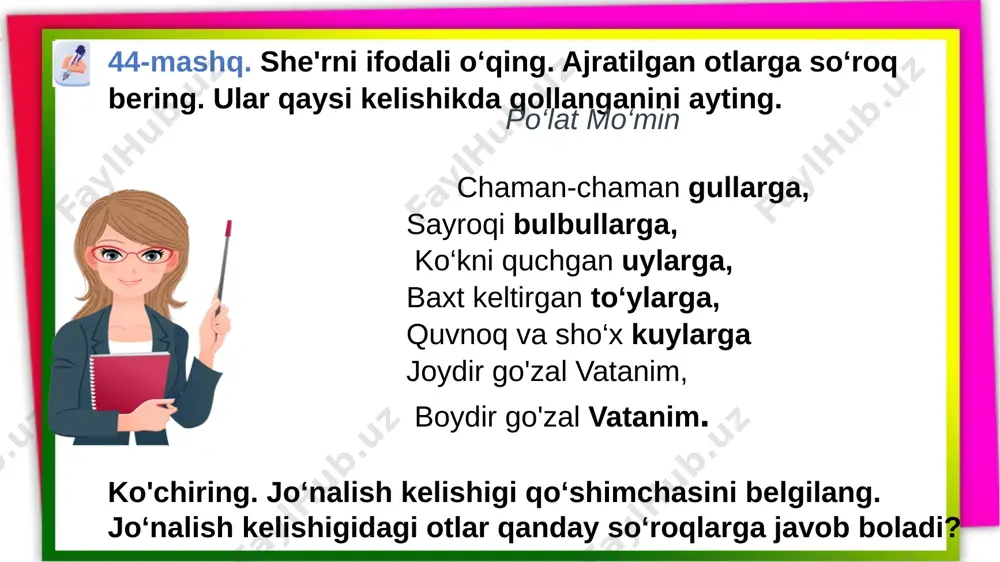 4-s.ona tili.jo`nalish kelishigi.14-dars - Page 4