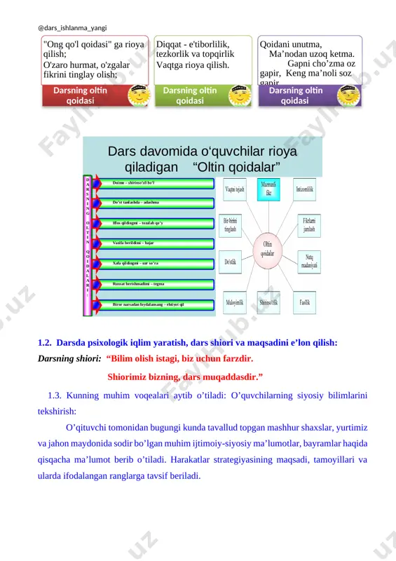 a so‘z orasi, bu — oqinning bilimsiz-bechorasi. ham oqin, ham tinglovchi ko‘pi nodon, so‘z tanimas bul yurtning bir porasi. so‘z boshi avval hadis, oyat bo‘lur, shirasi ham ma’nosi g‘oyat bo‘lur. payg‘ambar h-am so‘zini o‘lan qilgan; o’lan aytay, shoyadki ko‘nglim to‘lur. 3-guruh: abayning 1855–1881- yillar davomida yozgan “yuzi ravshan”, “alifbo”, “fuzuliy”, “shamsiy”, “sayqaliy” kabi va boshqa she’rlari sharq allomalariga ergashib yozgan ijod namunalari edi. shuning uchun akademik yozuvchi muxtor avezov “… unga tillari tushunarli bo‘lganlikdan navoiy, fuzuliy asarlari ko‘p ta’sir etgan. ayniqsa, abay alisher navoiyni o‘ziga “eng yaqin ustoz” deb biladi va asarlaridan o‘rnak oladi”… deb yozadi. kabi ma’lumotlarni topib kelishlari mumkin. [image: ]o’qituvchi slayd orqali quyidagilarni ko’rsatadi:bu o’qituvchi tomonidan o’quvchilarga tadqim etiladigan qo’shimcha ma’lumotlkar bo’ladi. [image: ] [image: ] [image: ] yangi darsning bayoni · abay ijodiy merosining salmoqli qismini xalqni ilm-ma’rifatga, madaniyatga da’vat qiluvchi «naqliya so‘zlar» majmuasi tashkil etadi. · hassos adib va shoir ushbu asarida inson hayotida muhim …