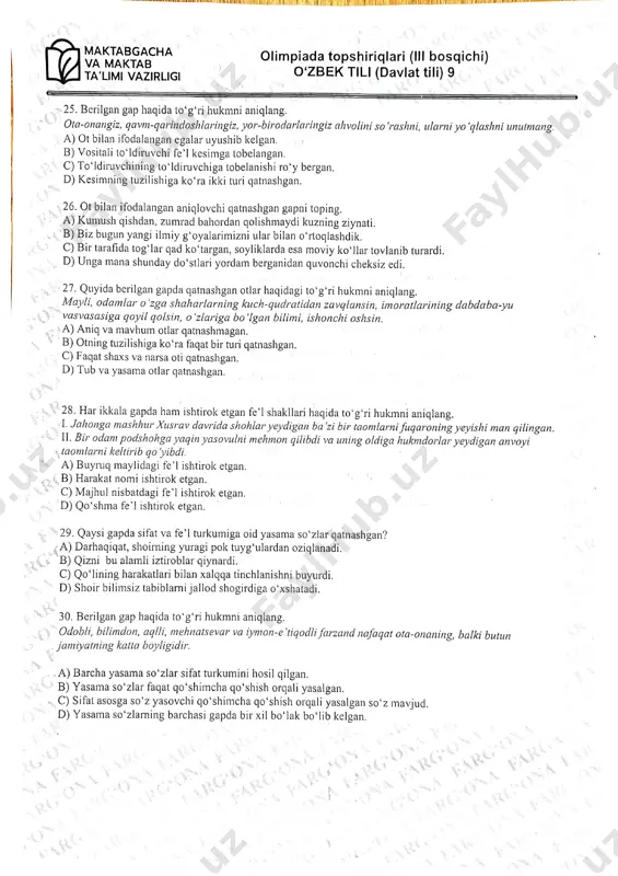 o'zbek tili 9-sinf (davlat tili) savollari - Page 4