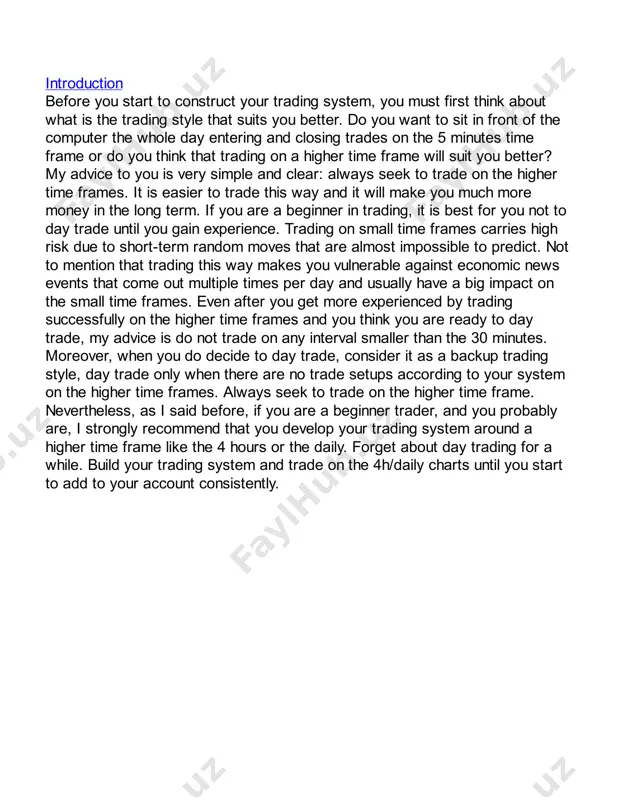 and puts them together in the form of an extremely powerful price action trading system. in conclusion, these are the things that you should include in your trading system because there are by far the most successful tools to trade the forex market. it is completely up to you to decide if you combine them all in your system or just use some of them. there will be more about these powerful tools in a later section where you will learn how to avoid making trading mistakes when working with them. http://www.amazon.com/dp/b00850zpca no technical indicators now that you have an idea of what would be best to include in your trading system you also must know what not to include in it. do not use any technical indicators in your trading because they are absolutely worthless, and they will lose you money in the long run. you might win a …