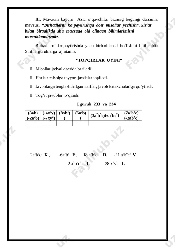 birhadlarni ko'paytirishga doir misollar yechish - Page 4