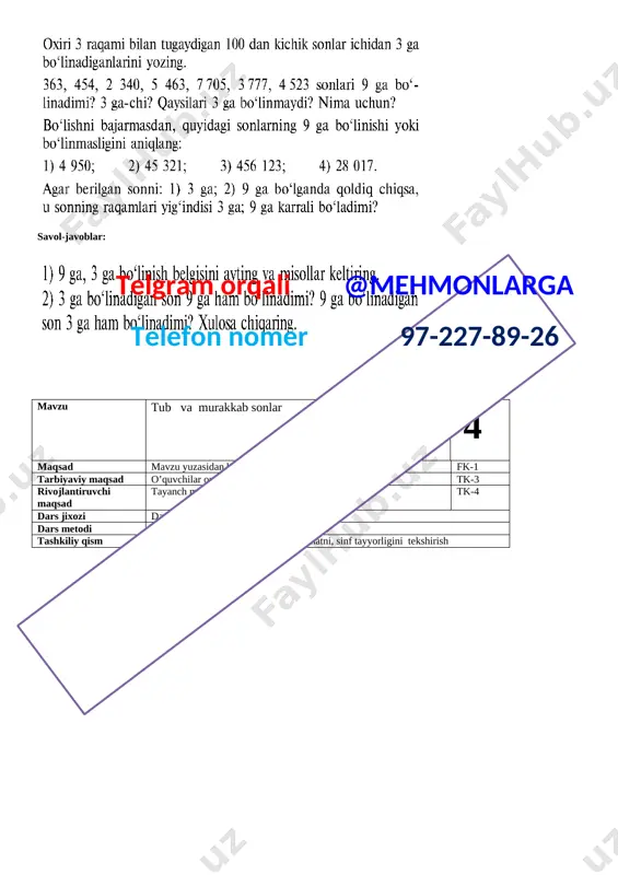 89-26 savol-javob: [image: ] mavzu xar xil maxrajli kasrlarni taqqoslash 11 maqsad mavzu yuzasidan bilimga ega bo’lish fk-1 tarbiyaviy maqsad o’quvchilar orasida o’zaro do’stlikni tarbiyalash tk-3 rivojlantiruvchi maqsad tayanch mavzu yuzasidan savol-javob uyushtirish tk-4 dars jixozi darslik, daftar, o’quv qurollari……… dars metodi muammoli dars, miyaga hujum tashkiliy qism salomlashish, o’quv qurollarini, davomatni, sinf tayyorligini tekshirish mavzu bayoni: [image: ] [image: ] [image: ] mustahkamlash:[image: ]telgram orqali @mehmonlarga telefon nomer 97-227-89-26 [bookmark: _goback] mavzu xar xil maxrajli kasrlarni qo’shish va ayirish 12 maqsad mavzu yuzasidan bilimga ega bo’lish fk-1 tarbiyaviy maqsad o’quvchilar orasida o’zaro do’stlikni tarbiyalash tk-3 rivojlantiruvchi maqsad tayanch mavzu yuzasidan savol-javob uyushtirish tk-4 dars jixozi darslik, daftar, o’quv qurollari……… dars metodi muammoli dars, miyaga hujum tashkiliy qism salomlashish, o’quv qurollarini, davomatni, sinf tayyorligini tekshirish mavzu bayoni: [image: ] [image: ] mustahkamlash: [image: ]telgram orqali @mehmonlarga telefon nomer 97-227-89-26 savol-javob: [image: ] image5.png image6.png image7.png image8.png image9.png image10.png image11.png image12.png …