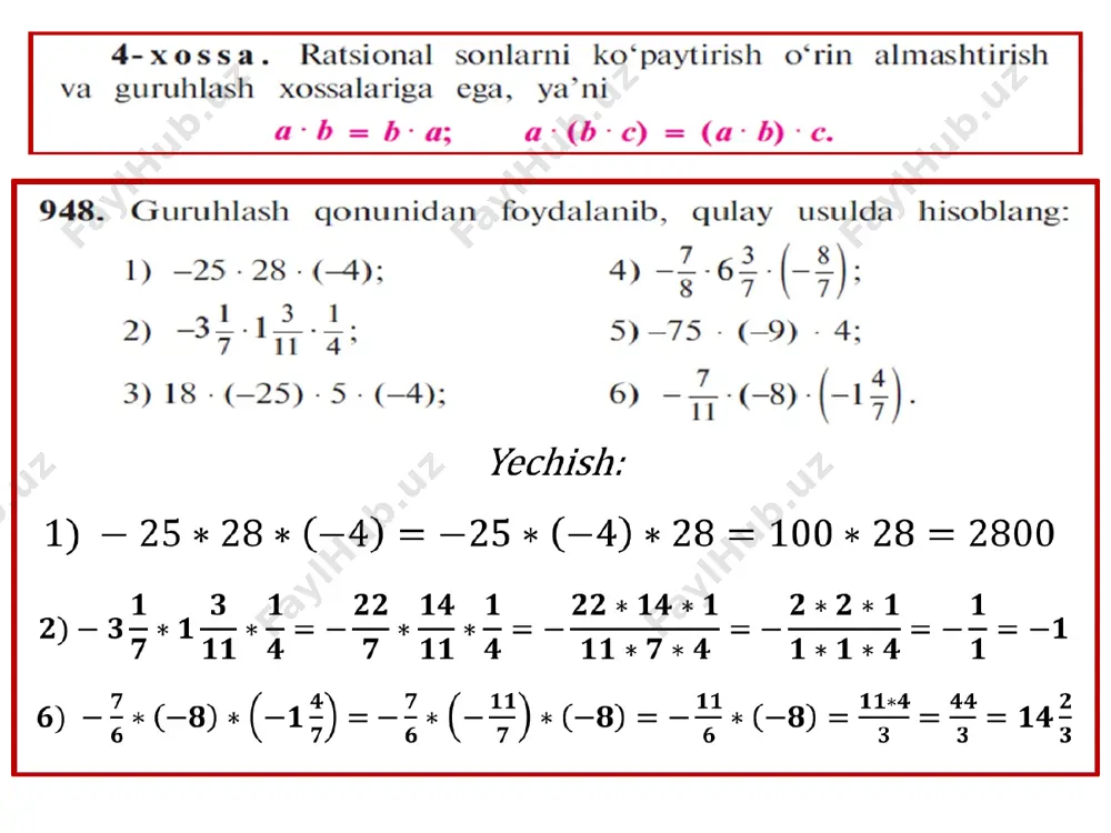 ratsional sonlar ustida bajariladigan amallar xossalari - Page 4