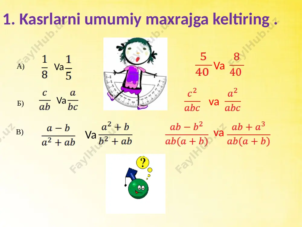 6 sinf algebraik kasrlar - Page 4