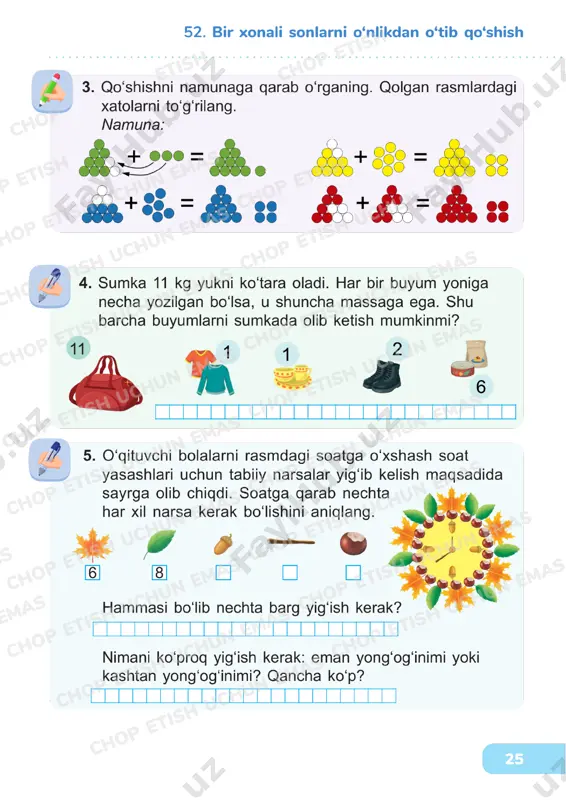 matematika 1 sinf darslik 51-55 - Page 4