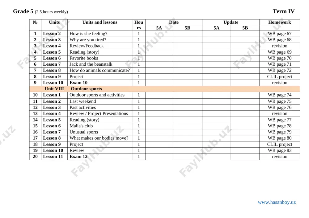 5-sinf ingliz tili 2.5 soat ish reja - Page 4