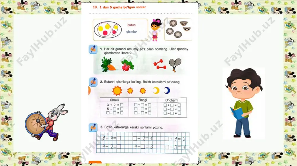 1-sinf matematika 19-dars.1 dan 5 gacha bo'lgan sonlar - Page 4