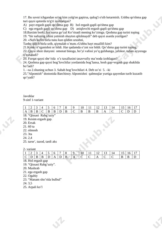 9-10-11- sinflar uchun olimpiada savollari - Page 4