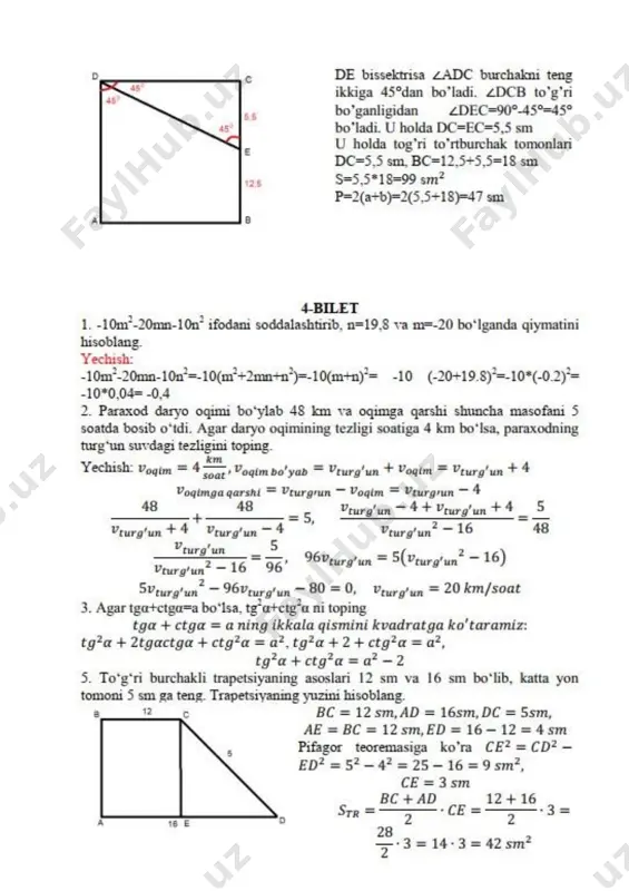 9 sinf matematika imtihon javoblar - Page 4