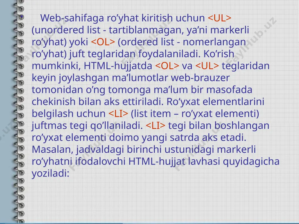 web sahifaga royxat joylashtirish - Page 4