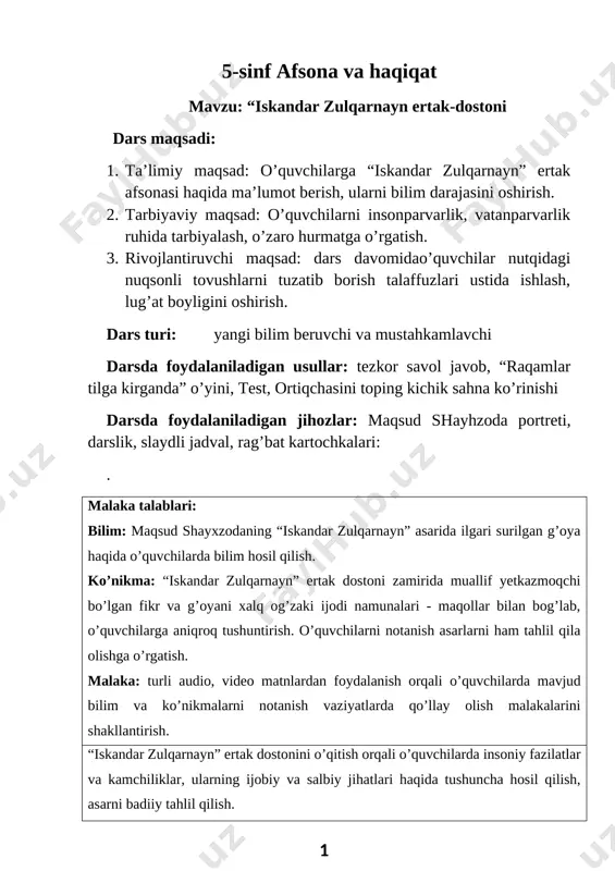 lar o’zbekiston fanlar kamiteti qoshidagi til va adabiyot institutida ilmiy hodim 1938-yil adib umrinig ohirigacha nizomiy toshkent pedogogika inistitutida o’qituvchi bo’lib ishladi. 1929 yil shayhzodaning dastlabki ijod namunalari elon qila boshlandi. 1930 yil shoirning “o’n sher”,”undoshlarim”, “uchinchi kitob”, “jumhuriyat” nomli to’plamlari dunyo yuzini ko’rdi. 1940 yil uning ijodi ayniqsa 2-jahon urushi davrlarida rivojlandi. shu yillarda “jang va qo’shiq”, “ko’ngil deydiki”, “kurash nechun”, hamda “jaloliddin maguberdi” tarihiy dramasi yaratildi. 1950-yilning boshi m.shayhzoda “qatag’on” qurboni bo’lib qamaldi. 1950-yulning o’rtasi shoir ko’p halol insonlar qatori ozod etilgach qizg’in ijod bilan mashg’ul bo’ldi. 1957-yil qadim poytaxtimiz toshkent haqida “toshkentnoma” dostonini yozadi. 1960 yil adib mashhur asari yani mirzo ulug’bek tragediyasini yaratadi. 1967 yil 19 fevral shoir og’ir hastalikdan vafot etadi. 2001-yil m.shayhzodaning ijodi va qilgan hizmatlari uchun “buyuk hizmatlari uchun” ordeni bilan taqdirlandi. yangi mavzu bayoni yangi mavzu “iskandar zulqarnayn” ertak doctoni o’quvchilar tomonidan kichik sahna ko’rinishi orqali ochib beriladi. bir qadim zamonda iskandar …