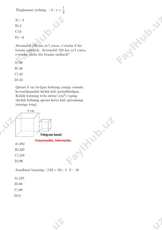 majburiy matematika 2024 test savollari (2-qism) - Page 4