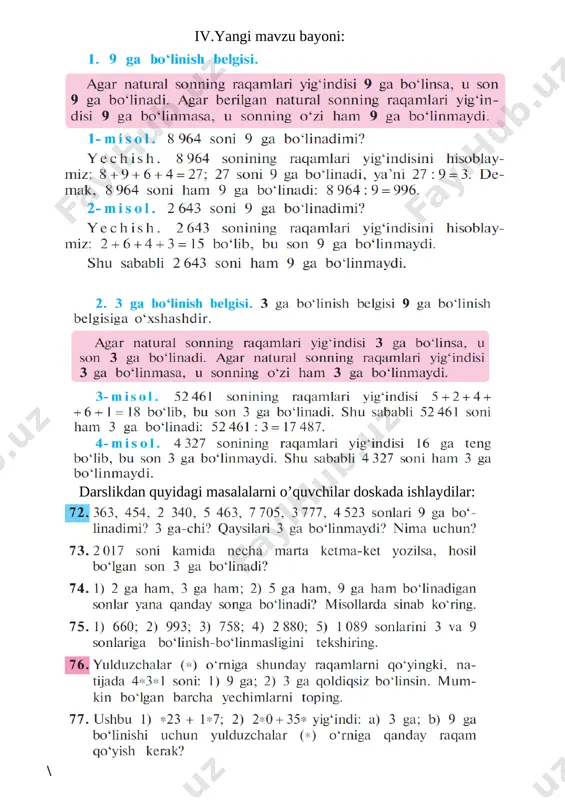 sonlarni 3 ga va 9 ga bo'linish belgisi. - Page 4