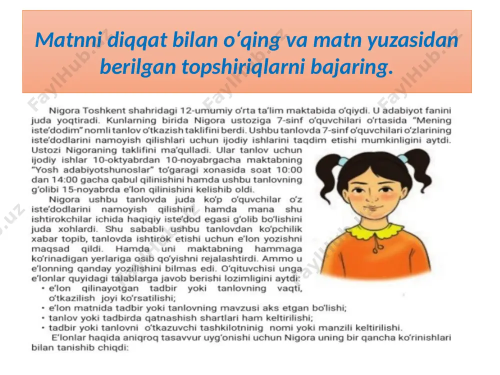 7-sinf. matn oʻqish. eʼlon. taklif va mulohazalar. - Page 4