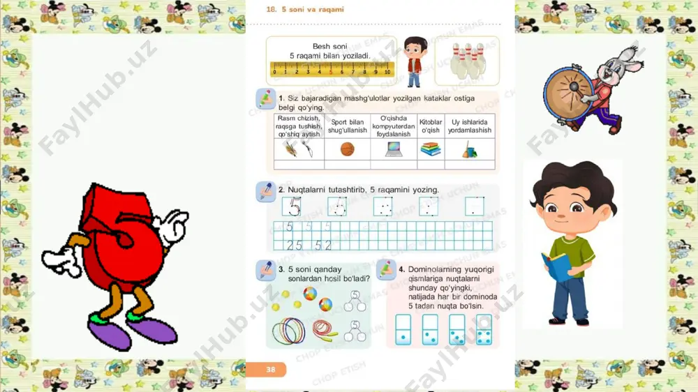 1-sinf matematika 18-dars.5-soni va raqami - Page 4