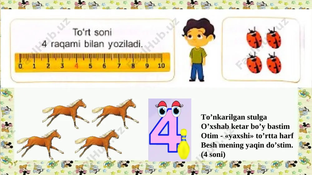 1-sinf matematika 17-dars.4-soni va raqami - Page 4