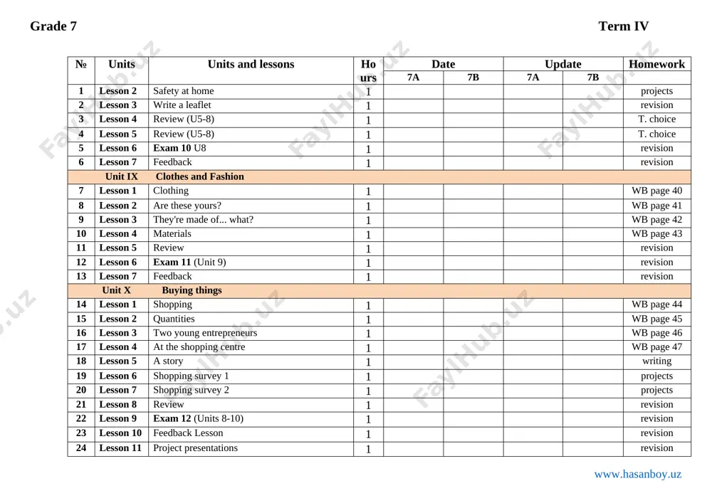 7-sinf ingliz tili ish reja. yangi - Page 4