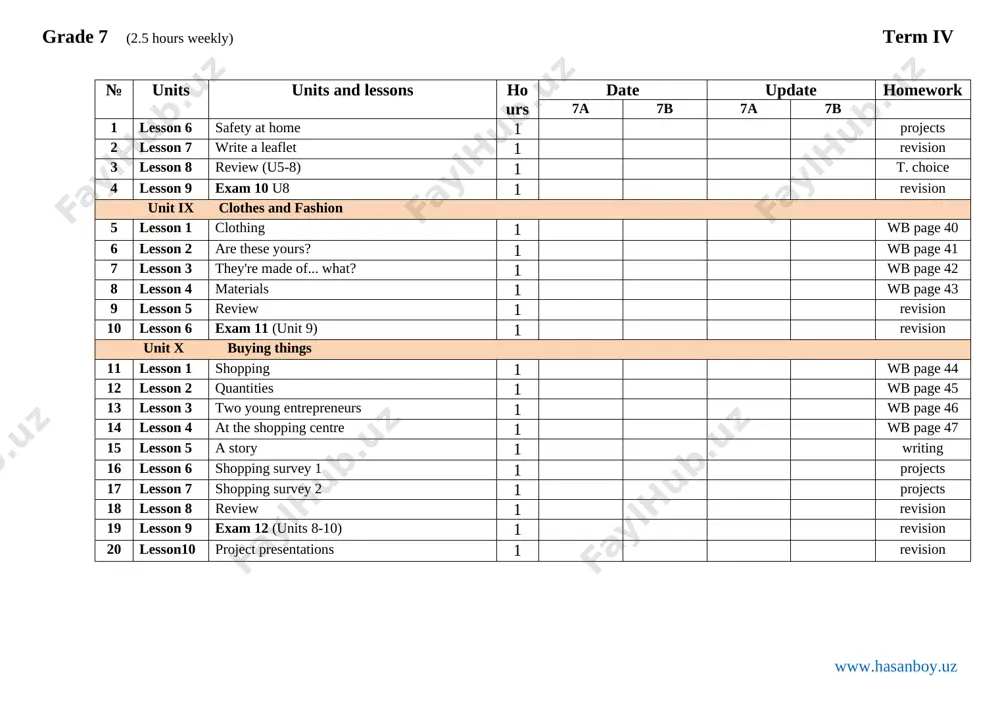 7-sinf ingliz tili 2.5 soat ish reja - Page 4