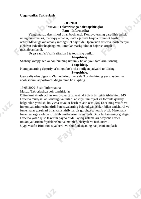 sinash uchun kompyuter texnikasi ikki qism birligida ishlashini , ms excelda murojaatlar ikkitaligi va turlari, absolyut murojaat va formula qanday belgi bilan yozilishi bo’yicha savollar berib eslatib o’tdi.ms excelning vazifa va imkoniyatlarini tushuntirdi.funksiyalarning bajaradigan ishlari bilan tanishtirdi va funksiyalar guruhlari bilan tanishtirib har bir guruhga to’xtalib o’tdi. matematik funksiyalarga alohida to’xtalib vazifalarini tushuntirdi. bitta funksiyaning grafigini excelda yasab qush tasvirini paydo qildi. sanoq sistemalari bo’yicha excel imkoniyatlaridan foydalanishni va matnli funksiyalarni tushuntirdi. [bookmark: _goback]uyga vazifa: bitta funksiya berdi va shu funksiyaning natijasini aniqlash image5.png image6.png image1.png image2.png image3.png image4.png