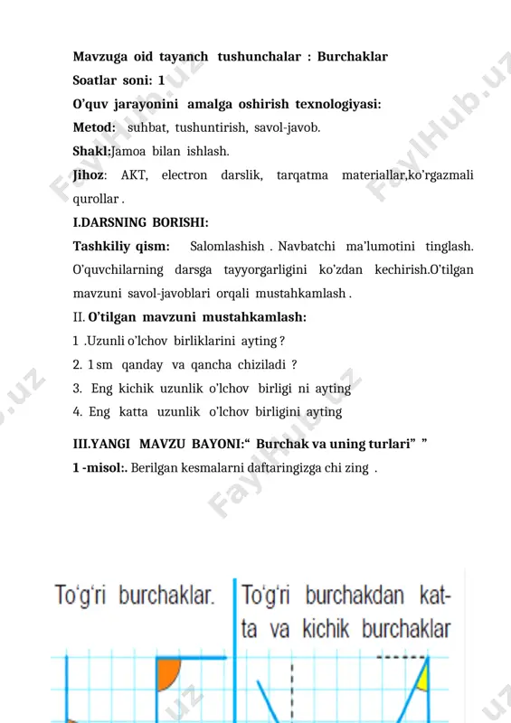 1-sinf matematika burchak va uning turlari - Page 4