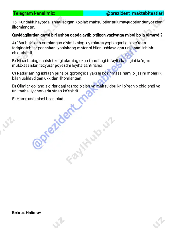 6 – repetitsion test (@prezident_maktabitestlari) - Page 4