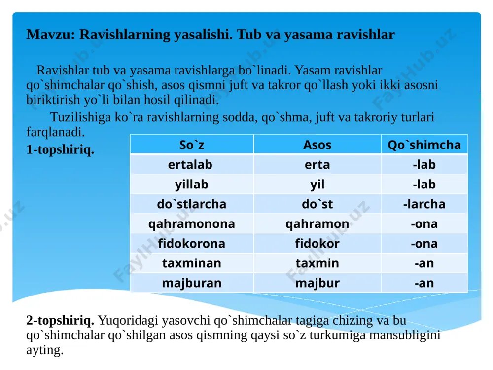 6-sinf.ravishlarning yasalishi. tub va yasama ravishlar - Page 4