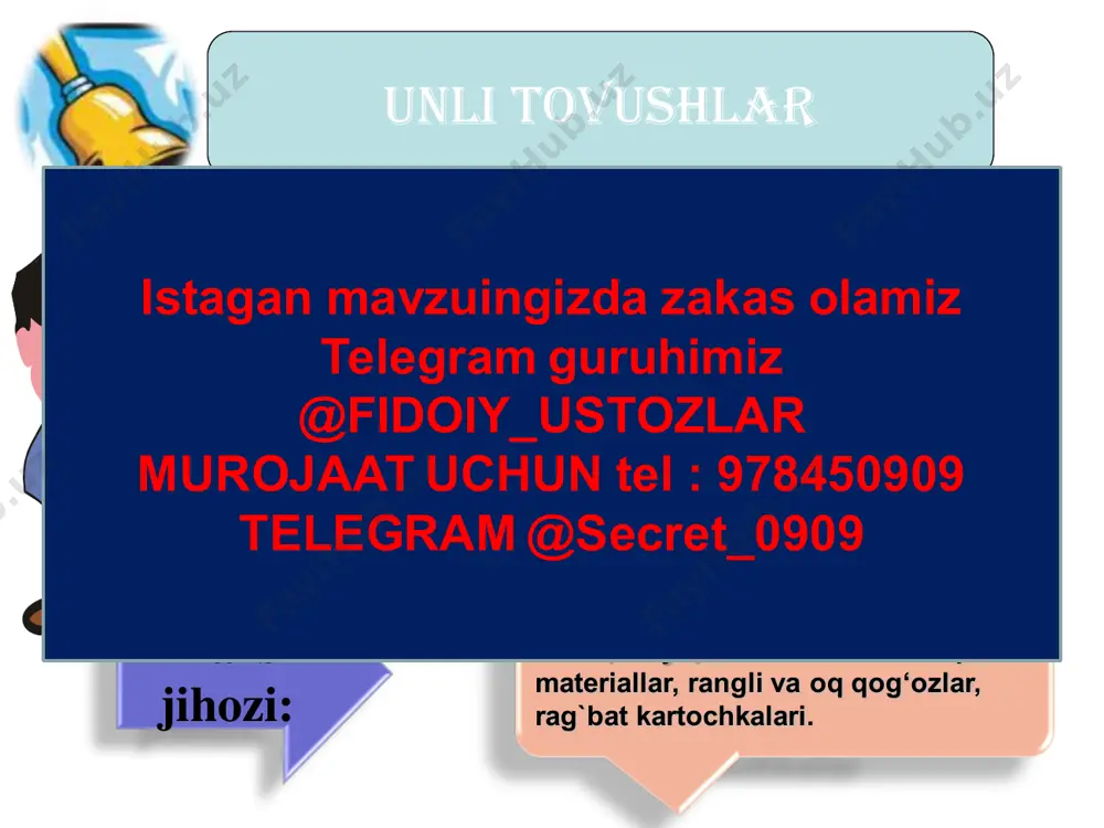 sohasida rivojlanib borayotgan yonalishlardan biri zamonaviy-pedagogik texnalogiyalarni o’quv jarayonida qo’llash bo’lib, uni amalga oshirish dolzarb vazifalardandir. iv. mustahkamlash:mustaqil tayyorlash uchun yopshiriq www.aim.uz v. dars yakuni. o`quvchilar olgan ballar izohlanadi, darsda g`olib bo`lgan guruh rag`batlantiriladi. vi. uyga vazifa:berilgan topshiriqlarni bajarib kelish www.aim.uz e'tiboringiz uchun rahmat!