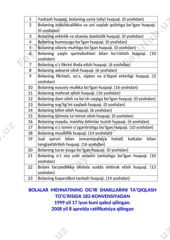 i bo’lim .“asosiy prinsiplar” (4 ta bob, 1-4 - boblar, 17 ta modda, 1-17-moddalar) 1-bob.davlat suvereniteti. (6 ta moddani o’z ichiga oladi, 1-6 moddalar) 2-bob.xalq hokimiyatchiligi. (8 ta modda, 7-14-moddalar) 3-bob. konstitutsiya va qonunning ustunligi. (2 ta modda, 15-16-moddalar) 4-bob.tashqi siyosat. (1 ta modda, 17-modda) ikkinchi bo’lim.“inson va fuqarolarning asosiy huquqlari, erkinliklari va burchlari” (7 ta bob, 5-11-boblar, 35 ta modda, 18-52-moddalar) 5-bob.umumiy qoidalar. (3 ta modda, 18-20-moddalar) 6-bob.fuqarolik. (3 ta modda, 21-23-moddalar) 7-bob. shaxsiy huquq va erkinliklar. (8 ta modda, 24-31-moddalar) 8-bob.siyosiy huquqlar. (4 ta modda, 32-35-moddalar) 9-bob. iqtisodiy va ijtimoiy huquqlar. (7 ta modda, 36-42-moddalar) 10-bob. inson huquqlari va erkinliklarining kafolatlari. (4 ta modda, 43-46-moddalar) 11-bob.fuqarolarning burchlari. (6 ta modda, 47-52-moddalar) uchinchi bo’lim.jamiyat va shaxs. (4 ta bob, 12-15-boblar, 15 ta modda, 53-67-moddalar) 12-bob.jamiyatning iqtisodiy negizlari. (3 ta modda, 53-55-moddalar) 13-bob.jamoat birlashmalari. (7 ta modda, 56-62-moddalar) 14-bob.oila. (4 ta modda, 63-66-moddalar) 15-bob.ommaviy axborot vositalari. (1 ta modda, 67-modda) …
