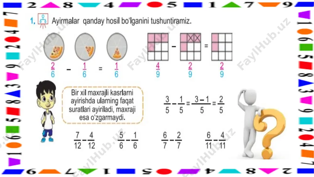 3-s.bir xil maxrajli kasrlarni ayirish.8-dars - Page 4