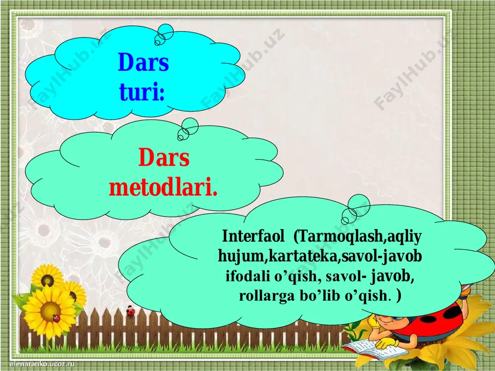 inchi shartni topa oldimi? __________________________________________________________________ 6. chigirtkaning shartlarini bajara olmagan qarg’aga qanday e’tiroz qildi? __________________________________________________________________ 7. qarg’a nima sababdan dog’da qoldi? a) puli yo’qligi uchun. b) irodasizligi uchun. c) bilimlari sayozligi uchun. d) ko’p aldagani uchun. 8. chigirtka va qarg’aning o’rtasida kelib chiqgan muammo qanday yechishdi? _____________________________________________ 9.qarg’a va chigirtkaning qaysi biri haq edi? a) qarg’a b) chigirtka c) ikkalasi ham haq d) ikkalasi ham nohaq 10. qarg’a chigirtka bilan bo’lgan bahslashuvida qanday hatolarga yo’l qo’ydi? _____________________________________________________