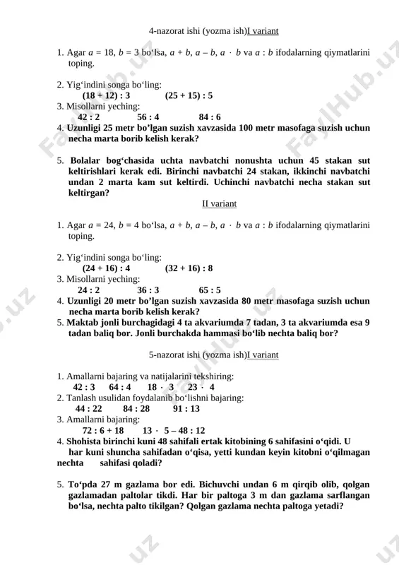 matematikadan nazorat ishlari namunalari 3 - Page 4