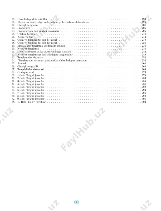 72 44. algebraik kasrlarni qo‘shish va ayirish . . . . . . . . . . . . . . . . . . . . . . . . . . . . . . . . . . . . . . . . 174 45. algebraik kasrlar ustida birgalikda bajariladigan amallar . . . . . . . . . . . . . . . . . . . . . . . . . . . . . 178 46. ildiz va uning xossalari . . . . . . . . . . . . . . . . . . . . . . . . . . . . . . . . . . . . . . . . . . . . . . . . . 181 47. ildizli ifodalar . . . . . . . …