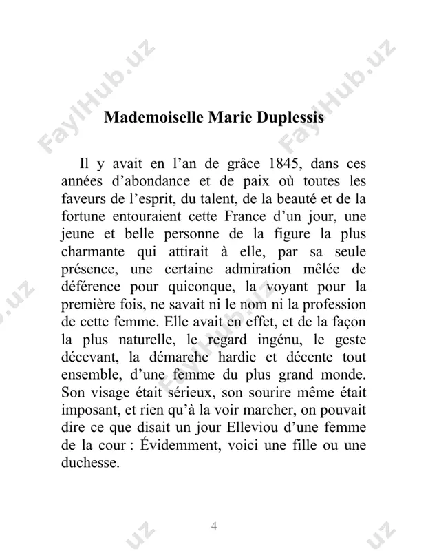 up s’ouvrir, avec un certain fracas, une des grandes loges de l’avant-scène, et, sur le devant de cette loge, s’avancer, un bouquet à la main, cette même beauté que j’avais vue au boulevard. c’était elle ! mais, cette fois, dans le grand habit d’une femme à la mode, et brillante de toutes les splendeurs de la conquête. elle était coiffée à ravir, ses beaux cheveux mêlés aux diamants et aux fleurs, et relevés avec cette grâce étudiée qui leur donnait le mouvement et la vie ; elle avait les bras nus et la poitrine nue, et des colliers, et des bracelets, et des émeraudes. elle tenait à la main un bouquet ; de quelle couleur ? je ne saurais le dire ; il faut avoir les yeux d’un jeune homme et l’imagination d’un enfant pour bien distinguer la couleur de la fleur sur laquelle se penche un beau visage. à …
