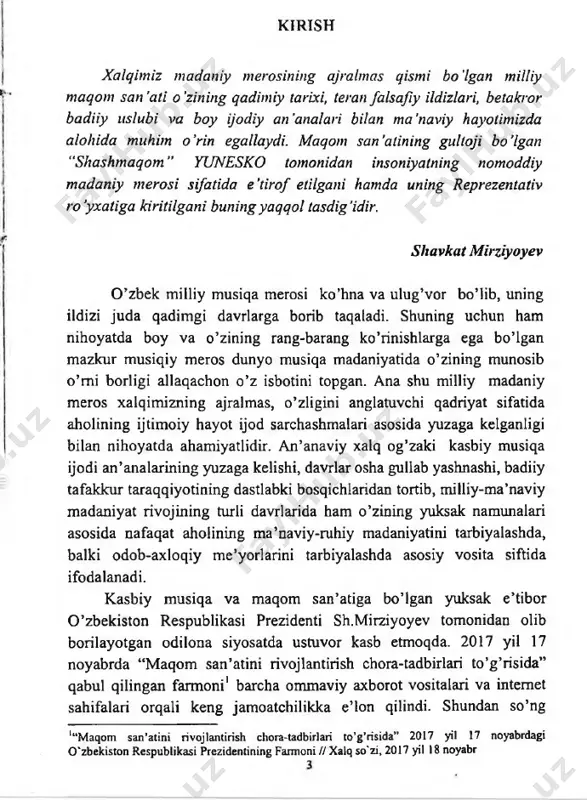 ibor to’g’risida so’zlashimizdan awal, xonliklar davrida maqomlarga bo’lgan munosabatlar haqida keyingi o’rinlarda qisqacha ma’lumotlar berib o’tildi. o’zbekiston respublikasi prezidenti sh.m.mirziyoyev o’zbekiston respublikasi mustaqilligining 29 yilligiga bag’ishlangan tantanali marosimdagi nutqida “xalqimizning ulug’vor qudrati jo’sh urgan hozirgi zamonda o’zbekistonda yangi bir uyg’onish - uchinchi renessans davriga poydevor yaratilmoqda, desak, ayni haqiqat bo’ladi. chunki bugungi o’zbekiston - kechagi o’zbekiston emas. bugungi xalqimiz ham kechagi xalq emas”3 deb ta’kidlab o ’tdilar. demak, biz aynan muhtaram yurtboshimiz ta’kid qilayotgan davatga biz qanday tayyorgarlik ko’rayapmiz, qolaversa, uni o ’zimizning kasbiy-ijodiy faoliyatimizda dasturi amal sifatida qabul qilishimiz lozimligini ko’rsatmoqda. albatta, yosh avlodni har tomonlama kamol toptirish, ulami musiqiy jihatdan ma’nan yetuk shaxs etib tarbiyalash doimiy ravishda kunning eng dolzarb va muhim masalalaridan hisoblanib kelgan. yoshlaming o’z qiziqishlari va qobiliyatlarini hisobga olgan holda ta’lim va tarbiya berish, kelajakda shu sohani malakali kadri bo’lib yetishishlarida oilada ota-onaning, ta’lim muassasalarining pedagog- o’qituvchilaming zimmasiga ulkan mas’uliyat yuklaydi. o’sib kelayotgan yosh avlod, …