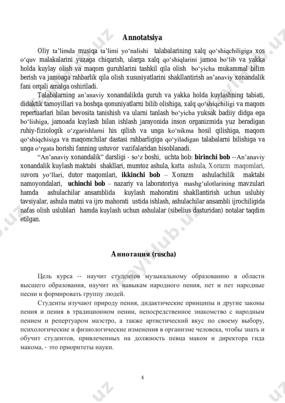 ida yozilgan risolasidagi ―xorazmda ―shashmaqom‖ nag‗masining nashr etilishi‖ sarlavhasi ostida bosilgan bayonida shunday deyilgan: ―muhammad rahimxon i zamonida mashhur bo‗lgan xivalik musiqashunos niyozjon xo‗ja buxoro shahriga borib, qadimgi ―shashmaqom‖ nag‗malarini tanbur bilan o‗rganib, xivaga qaytgan edi. bu sozandaning xivaga qaytishi bilan uning iqtidori va dovrug‗i xorazm musiqashunoslari orasida katta e‘tiborga molik bo‗ldi va ularning diqqatini o‗ziga jalb qildi. niyozjon xo‗jadan boshqalar ham, jumladan, mahsumjon qozi, 1 http://naurok.mpedagog.ru/musia-madaniyati-darslarida-o‗quvchilarga-maqomlar-haqida-tushunchalar-berib-borish- mavzusida-metodik-tavsiyalar-shar.html http://naurok.mpedagog.ru/musia-madaniyati-darslarida-o'quvchilarga-maqomlar-haqida-tushunchalar-berib-borish-mavzusida-metodik-tavsiyalar-shar.html http://naurok.mpedagog.ru/musia-madaniyati-darslarida-o'quvchilarga-maqomlar-haqida-tushunchalar-berib-borish-mavzusida-metodik-tavsiyalar-shar.html 7 usta muhammadjon sandiqchi kabilar ―shashmaqom‖ nag‗malarini to‗la o‗rgandilar. ular o‗z o‗rnida o‗rgangan nag‗malarini havaskor shogirdlariga ham o‗rgatishni boshlab, anchagina tanburchi shogirdlarni yetishtirdilar. niyozjon xo‗janing shogirdi bo‗lgan muhammadjon sandiqchidan abdusattor mahram, xo‗jash mahram o‗g‗li ta‘lim oldi. bu kishi xalq va hukumat orasida obro‗li bir zot bo‗lgani sababli, ―shashmaqom‖ nag‗masi borgan sayin rivojlana boshladi. bu zamonda ko‗zga ko‗ringan dongdor musiqashunoslar ana shu biz yuqorida zikr etgan zotlardir. bu zamonda musiqa sohasida hech bir o‗zgarishlar, yangiliklar o‗rtaga tashlanmadi. faqat bu zotlar ―shashmaqom‖ …
