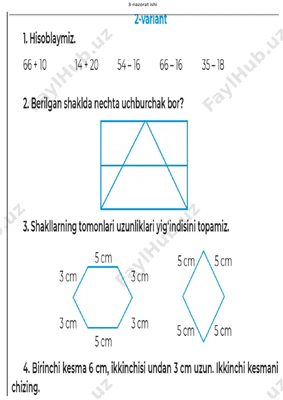 2-sinf matematika nazorat ishi.2-variantpdf - Page 4
