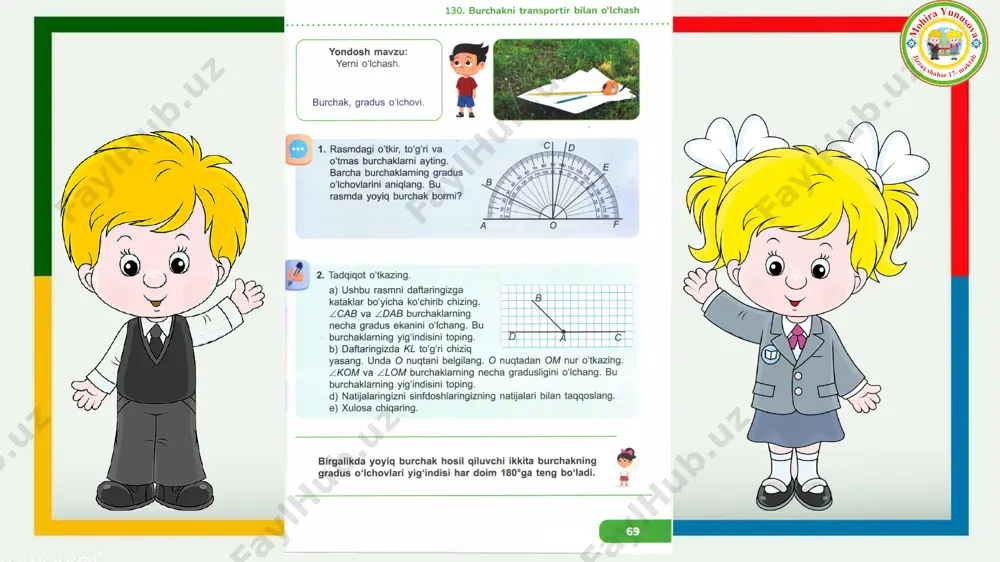 4_sinf_matematika_130_dars_burchakni_transports_bilan_o'lchash - Page 4
