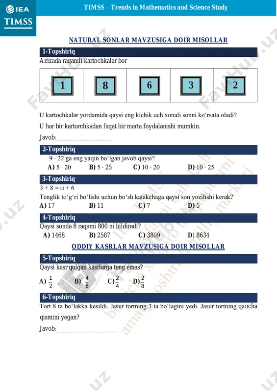 timss 4-sinf matematika 1-daftar - Page 4