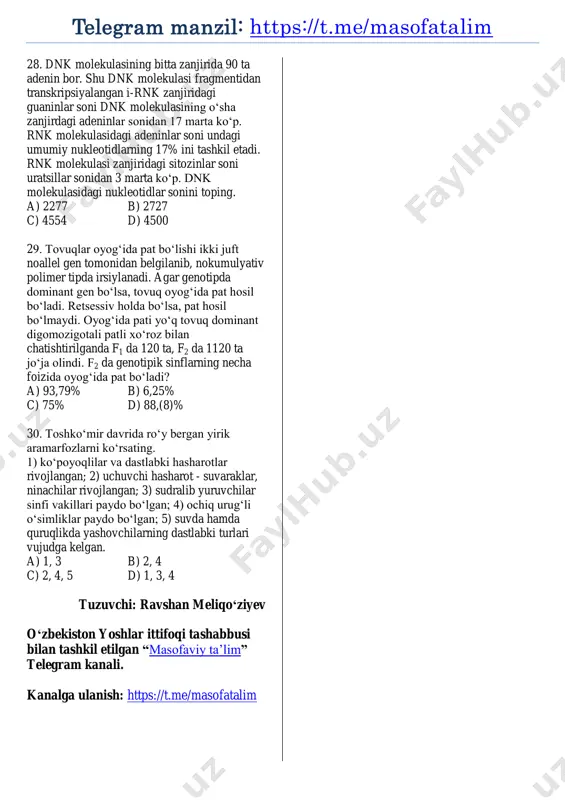 biologiya maxsus test 5-son @masofatalim - Page 4