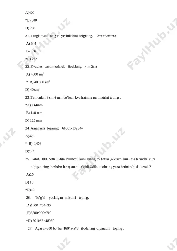 4-sint 3-chorak matematika test - Page 4