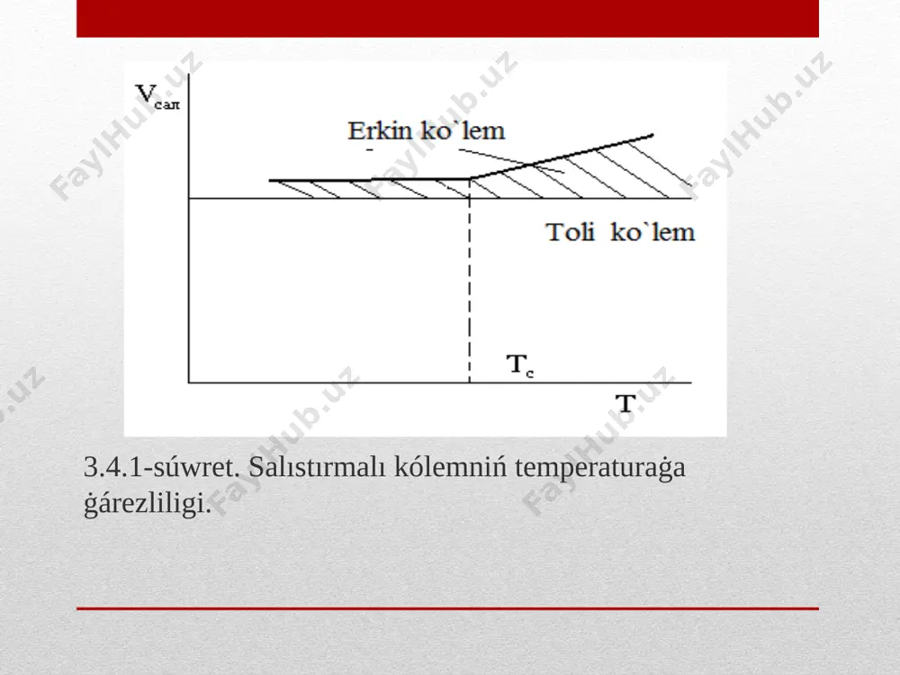 e segmentler yamasa makromolekulalar tártiplesken halda jaylasadı. kristallanıwdıń baslanıwı ushın polimer erindisinde kristallanıw zarodıshlari bar bolıwı shárt. olar eritpede tıġızlıq fluktuatsiyaları retinde payda boladı. 3.5.1-súwret. polimerdiń kristallizatsiyalanıw izoterması. 3.5.2-súwret. kristallanıw tezliginiń temperaturaġa ġárezliligi. bul iymeklik maksimumġa iye bolıp, maksimum polimerdiń kristallanıwı - shiyshalanıw hám eriw temperaturalarınıń ortasında jaylasqanın bildiredi. segmentlerdiń joqarı háreketsheńligi esabınan, eriw temperaturasına jaqın temperaturalarda kristallitlerdiń ósiwi júdá kishi tezlik penen iske asadı, sebebi olar kristallıq reshetkadan jeńil úzile aladı, al shiyshalanıw temperaturasına jaqın temperaturada segmentlerdiń júdá ásten qozġalıwı esabınan kristallanıw tezligi tómen boladı. kristall polimerlerdiń eriw temperaturaları turaqlı bolmaydı, sebebi ol kristallanıw tezligine baylanıslı boladı. kristallanıw tezligi qansha kishi bolsa, polimerdegi defektler sonsha az boladı hám polimerdiń eriw temperaturasıda joqarı boladı, yaġnıy kristallıq dárejesi joqarı boladı. polimerdiń eriw hám kristallanıw temperaturaları hesh qashan birdey bolmaydı. sebebi kristallıq strukturanı payda etiw ushın talap etiletuġın relaksatsiyalıq protsessler júdá kishi tezlikke iye boladı. polimerlerde kristallıq strukturanıń payda bolıwı segmentlerdiń qozġalısın …