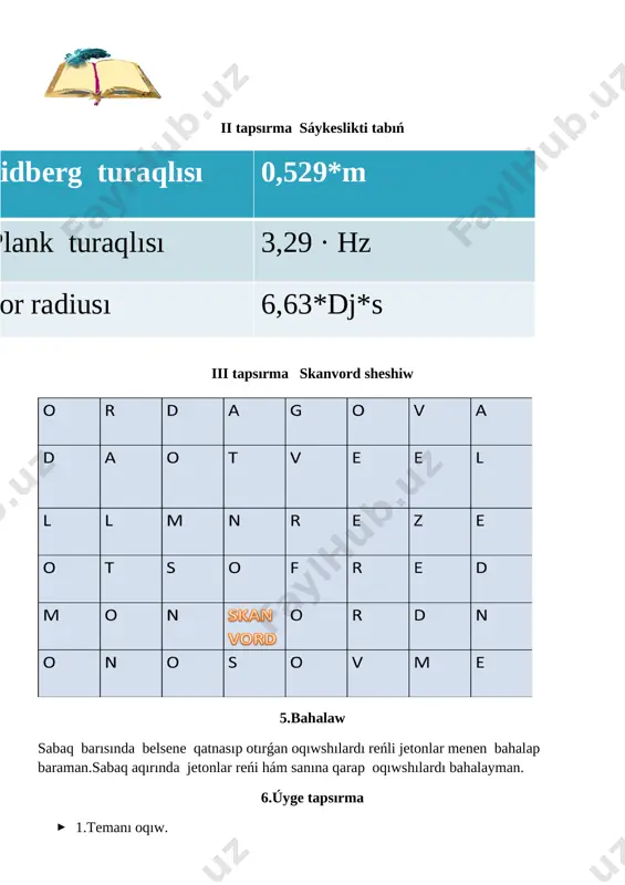 atom dúzilisiniń bor modeli - Page 4
