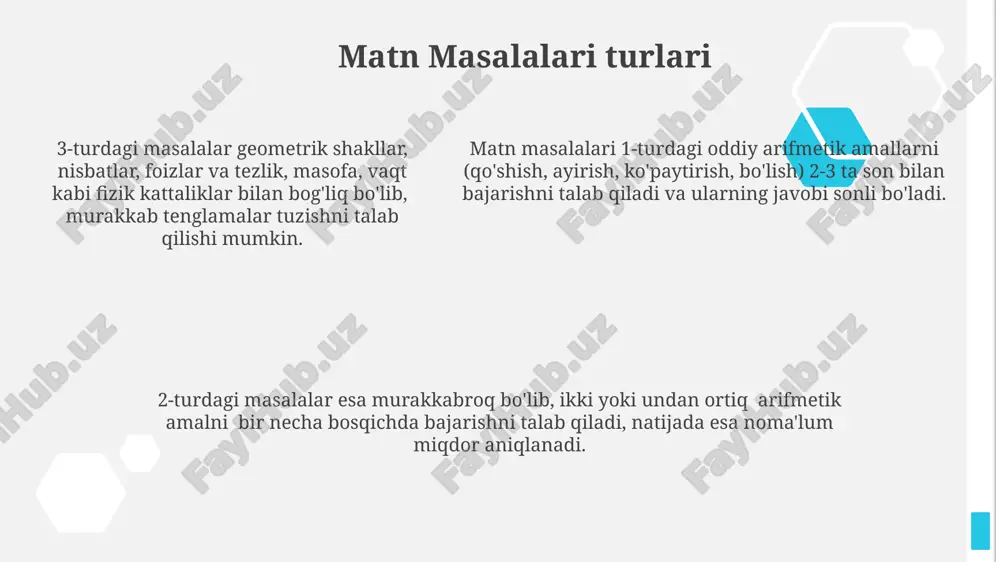 matnli masalalar turlari va matnli masalalar yechish jarayonini modellashtirish - Page 5