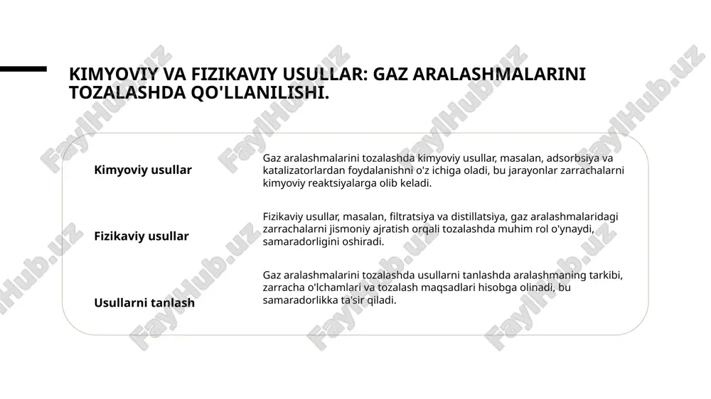 ridagi ifloslantiruvchi moddalar darajasining pasayishini ko'rsatadi, bu esa sanoat jarayonlarini ekologik jihatdan yanada toza qiladi. sanoat jarayonlarida gaz tozalashning o'rni va ahamiyati. 1 sanoat jarayonlari - sanoat jarayonlarida gaz tozalash, ishlab chiqarish samaradorligini oshirib, ifloslanishni kamaytirishga yordam beradi. bu, ekologik muammolarni hal qilishda muhim ahamiyatga ega. 2 sifatni ta'minlash - gaz tozalash jarayonlari, mahsulot sifatini yaxshilashda, xom ashyo va tayyor mahsulotlar orasida yuqori standartlarni saqlashda muhim rol o'ynaydi. 3 iqtisodiy foyda - tozalash texnologiyalari, energiya va resurslarni tejash orqali sanoatdagi iqtisodiy foydani oshiradi. bu, raqobatbardoshlikni kuchaytiradi va xarajatlarni kamaytiradi. ekologik muammolarni hal qilishda yengil filtrlarning roli. yengil filtrlarning afzalliklari yengil filtrlar, ularning past vazni va samaradorligi bilan, ekologik muammolarni hal qilishda muhim rol o'ynaydi, chiqindilarni kamaytiradi. sanoat chiqindilarini kamaytirish yengil filtrlar sanoat jarayonlarida gaz aralashmalarini tozalash orqali chiqindilarni kamaytiradi, natijada ekologik muhitni yaxshilaydi va resurslarni tejaydi. energiya samaradorligi yengil filtrlar energiya sarfini kamaytirish bilan birga, gaz tozalash jarayonlarini tezlashtiradi, bu …
